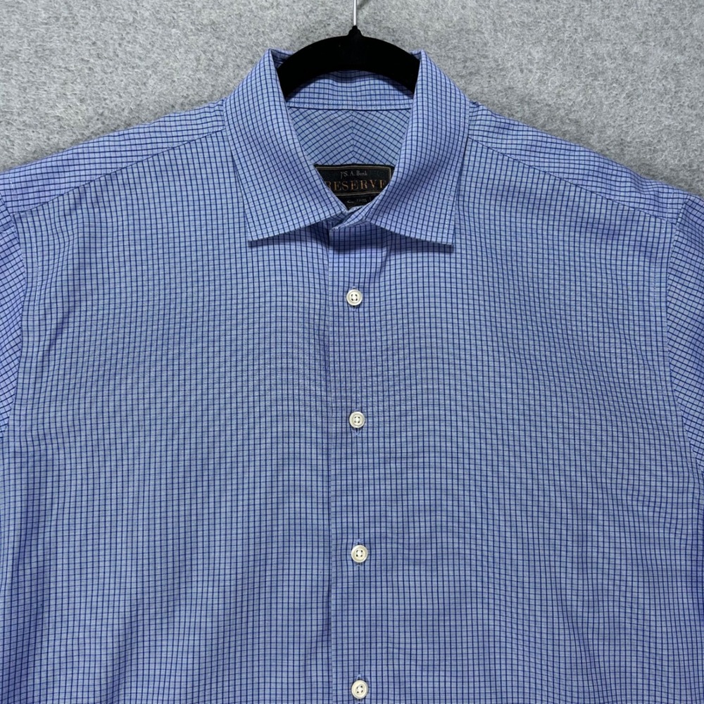 Jos. A. Bank Dress Shirt Reserve Mens 16.5 32 Blue Cotton Business Classic